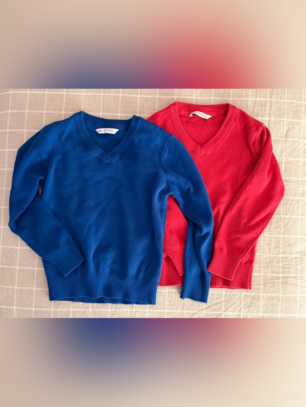 Marks & Spencer Kids V-Neck Sweaters in Blue and Red